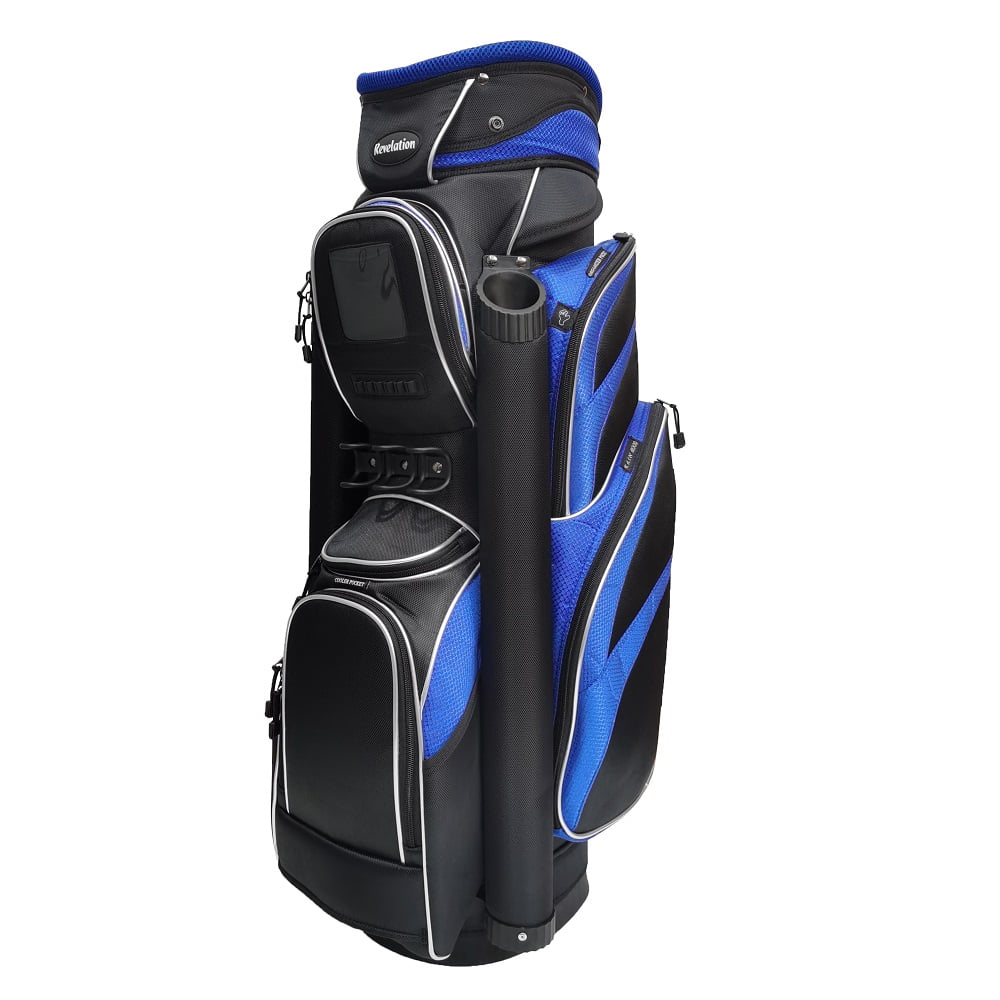 NEW Revelation Golf Commander Deluxe Cart Bag 14 way Top Black Royal Blue Walmart