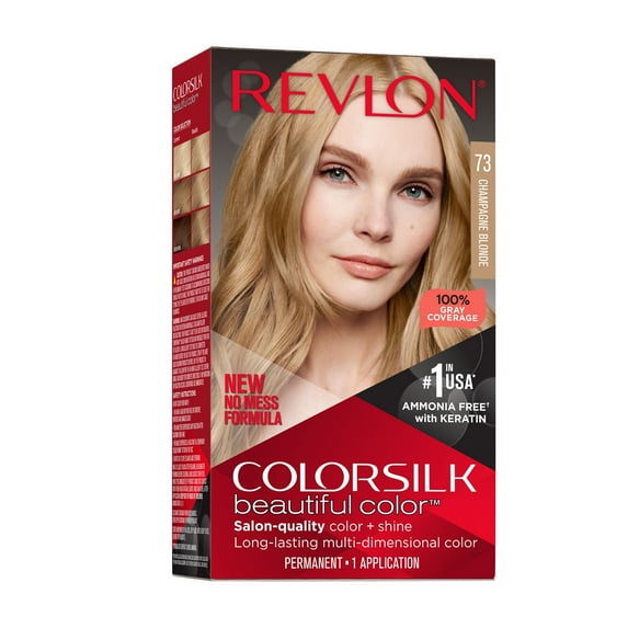 NEW Revlon Colorsilk Beautiful Permanent Hair Color, No Mess Formula, 073 Champagne Blonde, 1 Pack