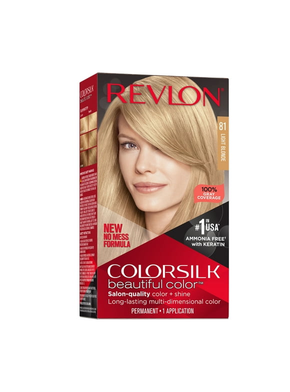 NEW Revlon Colorsilk Beautiful Permanent Hair Color, No Mess Formula,  081 Light Blonde, 1 Pack