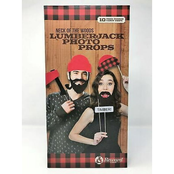 NEW Reward Lodge Neck Of The Woods Lumberjack Photo Props 10 Piece Party Pack