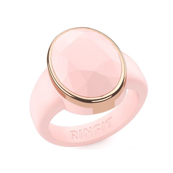 NEW! Rinfit Silicone Wedding Ring for Women - Soft Rubber Wedding Band Replacement - Oversized Diamond Oval Metal Framed Collection
