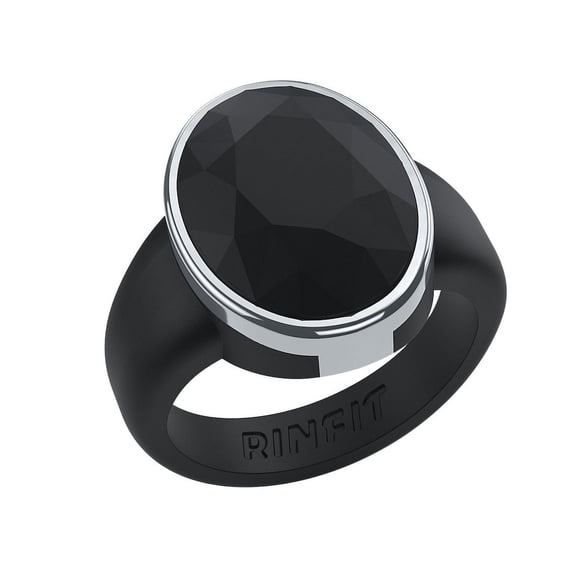 NEW! Rinfit Silicone Wedding Ring for Women - Soft Rubber Wedding Band Replacement - Oversized Diamond Oval Metal Framed Collection