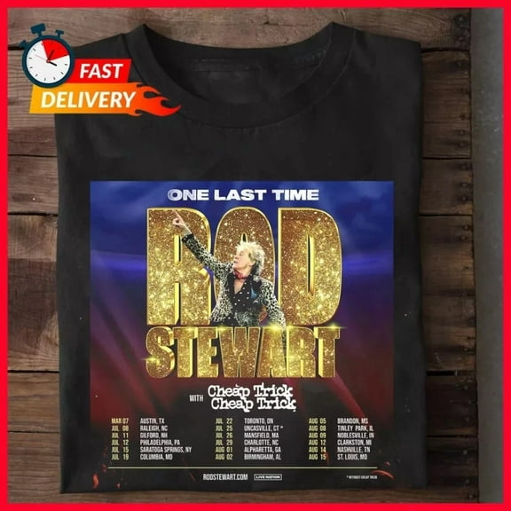 NEW! Rod Stewart 2025 tour Trick T-Shirt Black Cotton All size,Black Color,Size 2XL