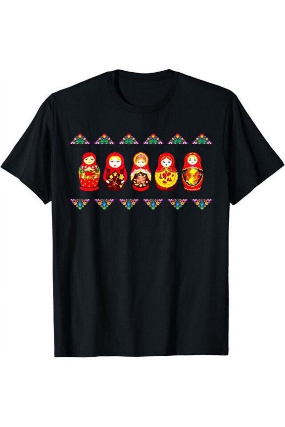 NEW Russian Matryoshka Babushka Flowers Nesting Dolls T-Shirt