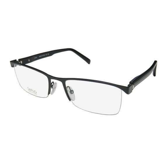 NEW SAFILO 1081 MENS DESIGNER HALF-RIM SEMI MATTE BLACK AUTHENTIC CLASSIC DESIGN FRAME DEMO LENSES 54-19-145 FLEXIBLE HINGES EYEGLASSES/GLASSES