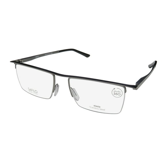 NEW SAFILO ELASTA 1071 MENS/WOMENS DESIGNER HALF-RIM DARK RUTHENIUM AUTHENTIC DISTINCT FRAME DEMO LENSES 54-17-145 SPRING HINGES EYEGLASSES/EYEWEAR