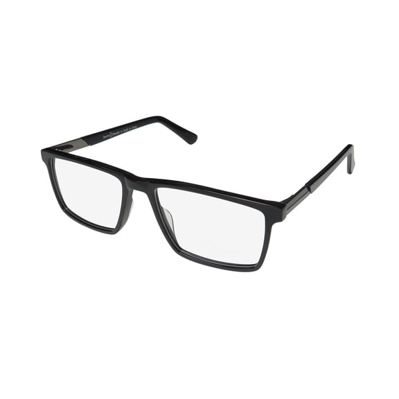 NEW SANTINI D MAVALDI 60073 MENS/WOMENS RECTANGULAR FULL-RIM BLACK FRAME DEMO LENSES 53-18-142 SPRING HINGES EYEGLASSES/SPECTACLES