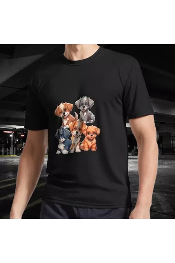 NEW SHIRT CUTE FLOCK OF DOGS RACING LOGO T-SHIRT FUNNY SIZE S-5XL