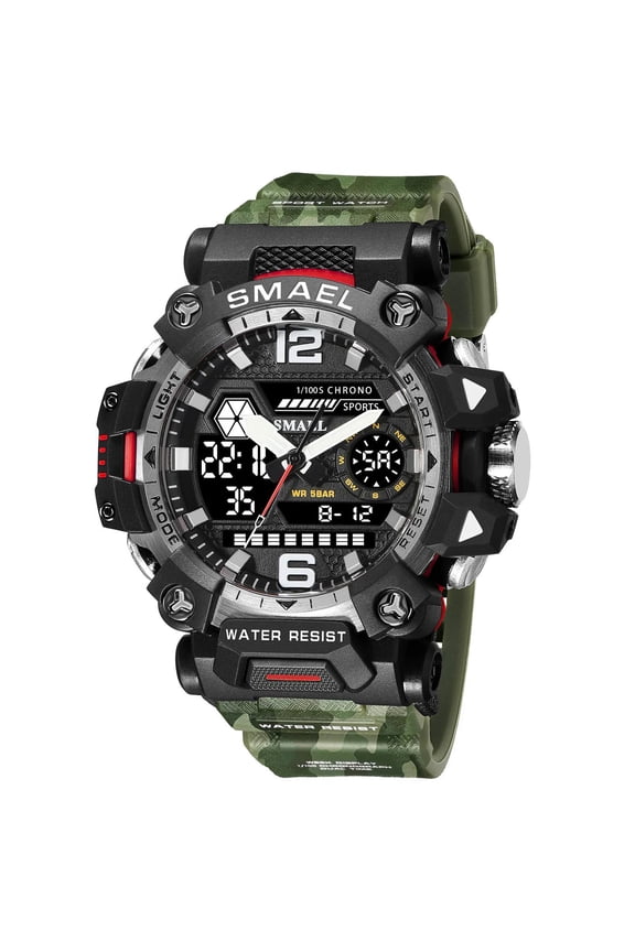 NEW SMAEL Military Watches 50m Waterproof Sports Watch Digital 8072 Army Watch Digital Quartz Dual Time Wristwatches LED for Men