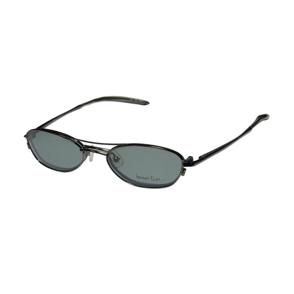 NEW SMARTCLIP 247 MENS/WOMENS DESIGNER FULL-RIM SHINY GRAY / GRAY AFFORDABLE WITH CLIP-ON LENSES FRAME DEMO LENSES 50-18-135 SUNGLASS LENS CLIP-ONS SPRING HINGES EYEGLASSES/EYEWEAR