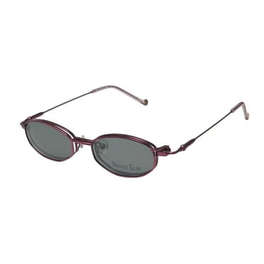 NEW SMARTCLIP 281 MENS/WOMENS DESIGNER FULL-RIM VIOLET OPTICAL WITH POLARIZED CLIP-ON LENSES FRAME DEMO LENSES 46-17-135 SUNGLASS LENS CLIP-ONS SPRING HINGES EYEGLASSES/EYEGLASS FRAME
