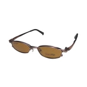 NEW SMARTFLIP 413 MENS/WOMENS DESIGNER HALF-RIM BROWN 2 SETS OF POLARIZED POLAROID LENSES HIP FRAME DEMO LENSES 50-18-140 SUNGLASS LENS CLIP-ONS EYEGLASSES/EYEWEAR