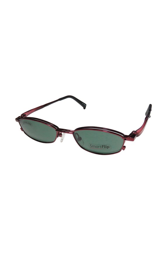 NEW SMARTFLIP 413 MENS/WOMENS DESIGNER HALF-RIM SATIN BURGUNDY 2 SETS OF POLARIZED POLAROID LENSES HIP FRAME DEMO LENSES 50-18-140 SUNGLASS LENS CLIP-ONS EYEGLASSES/EYE GLASSES