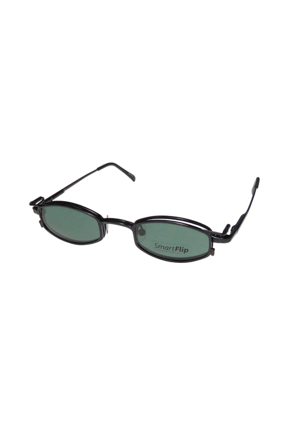 NEW SMARTFLIP 451 MENS/WOMENS DESIGNER FULL-RIM MATTE BLACK POLARIZED CLIP-ON LENSES BY POLAROID FRAME DEMO LENSES 42-21-130 SUNGLASS LENS CLIP-ONS SPRING HINGES EYEGLASSES/GLASSES