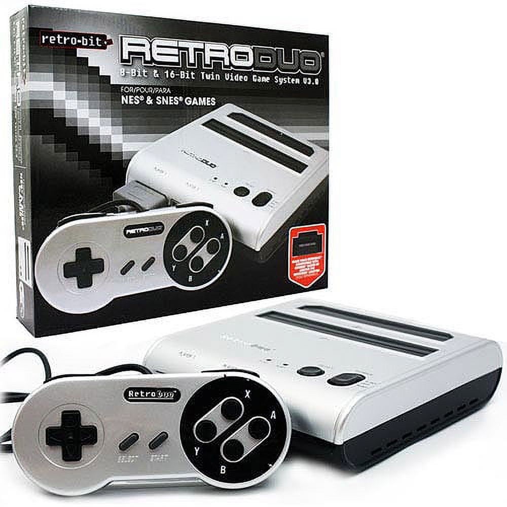 Retro-Bit Retro Duo 2 in 1 Console System - for Original NES/SNES, & Super  Nintendo Games - Silver/Black