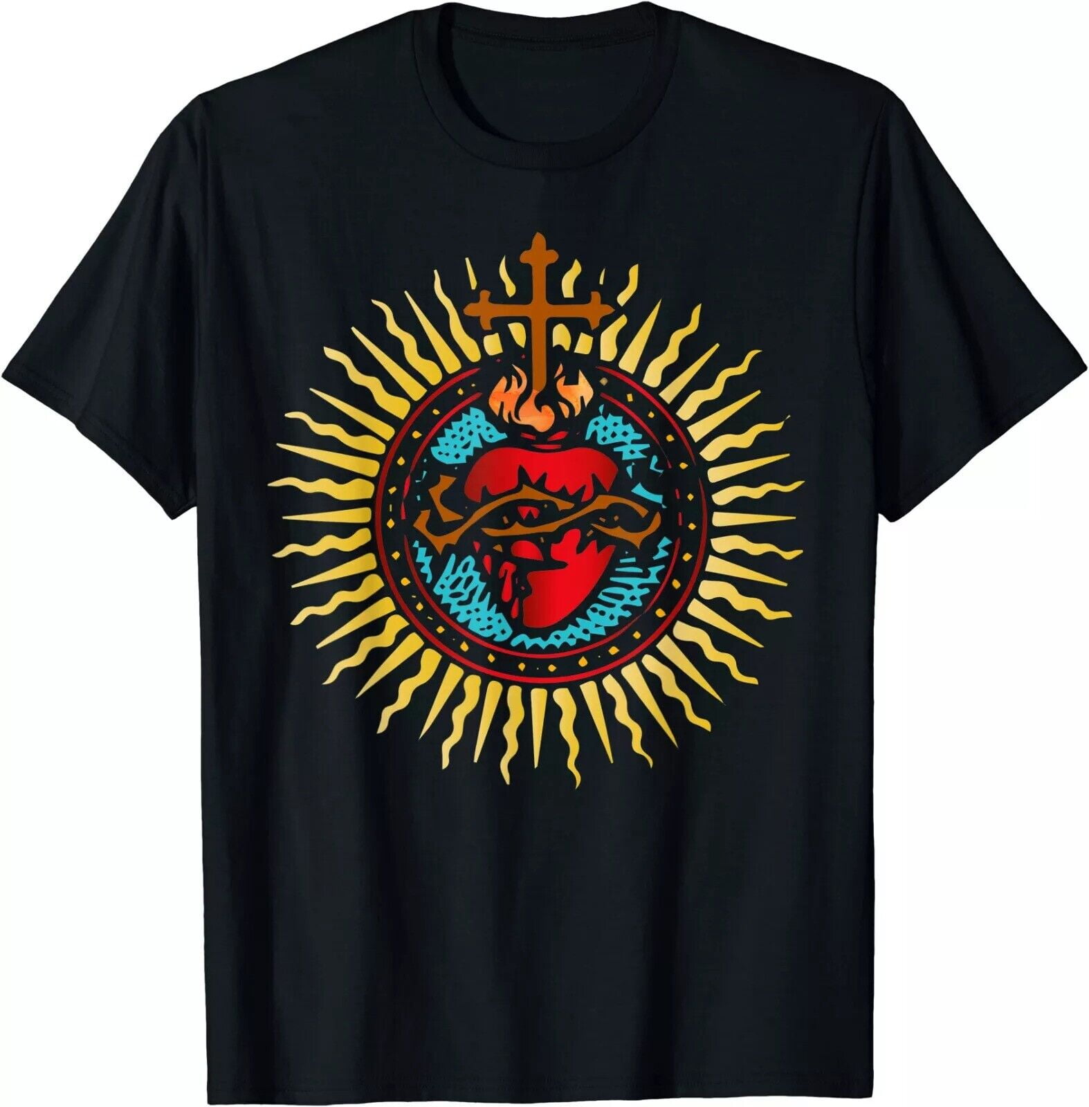 NEW Sacred Heart Jesus Catholic Art Traditional Latin Mass TShirt