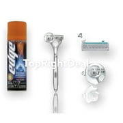 NEW- Schick Quattro Titanium Shaving Starter Gift Set for Men with 1 – Quattro Titanium Razor for Men, 4 – Quattro Titanium Razor Blade Refills for Men, and 1 – Edge Sensitive Skin Shave Gel for Men