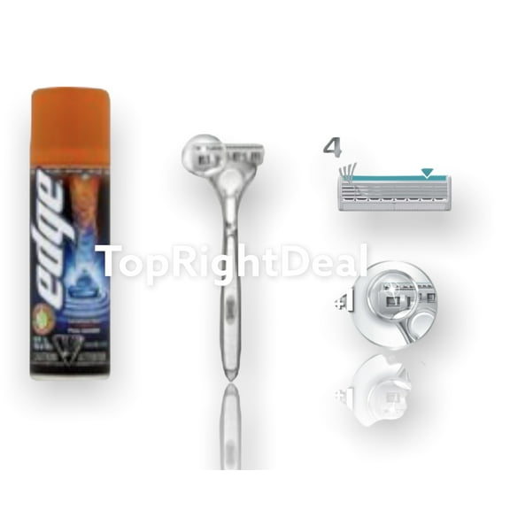 NEW- Schick Quattro Titanium Shaving Starter Gift Set for Men with 1 – Quattro Titanium Razor for Men, 4 – Quattro Titanium Razor Blade Refills for Men, and 1 – Edge Sensitive Skin Shave Gel for Men