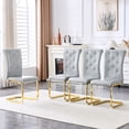 thumbnail image 1 of NEW Set Of 4,Retro Alligator Skin Upholstered Dining Chairs,With Crystal Buckle Design And Faux Leather Design,A Touch Of Elegance And Mystery To The Dining Area,Golden Plated Metal Bent Legs, 1 of 10