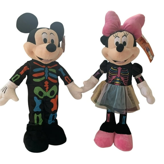 NEW Set Of 2 Disney Halloween Mickey & Minnie Colorful Ghost Decorative Pillows