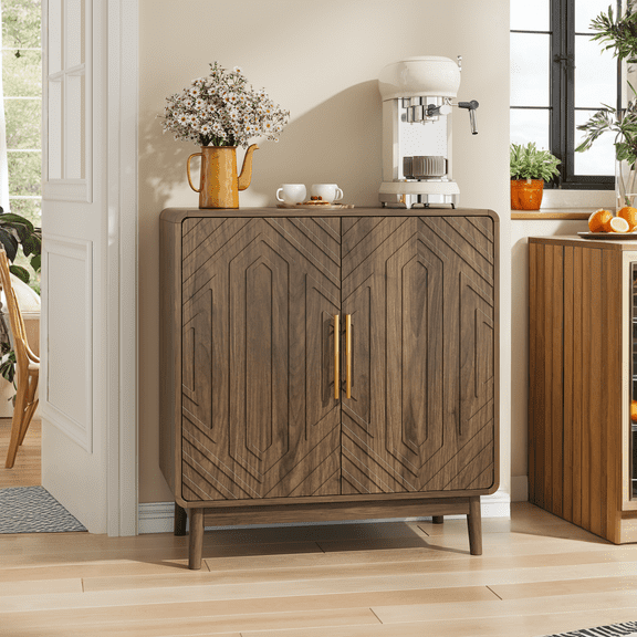 NEW Sideboard Buffet Cabinet With Storage ,Carved 2 Door Sideboard,Multifunctional Accent Cabinet With Adjustable Layer Board For Living Room, Entryway, Hallway, Office, Kitchen and Dining Room