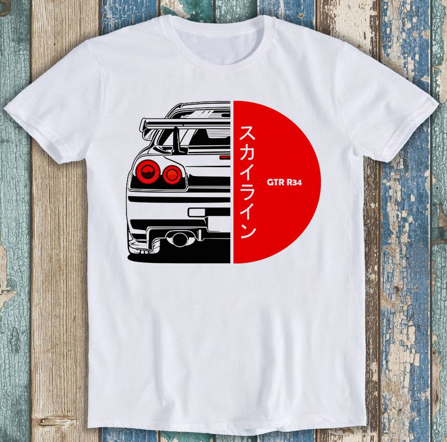 NEW Skyline JDM R33 R34 R35 Red Half Moon Sunset Meme Top T Shirt P1410 ...