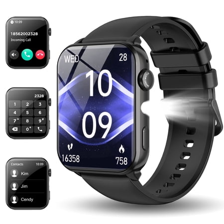 IOWODO Smart Watch for Women, Fitness Tracker with Bluetooth Calling/Message Reminder, 100+ Sports Modes for Android & Iphone, Black