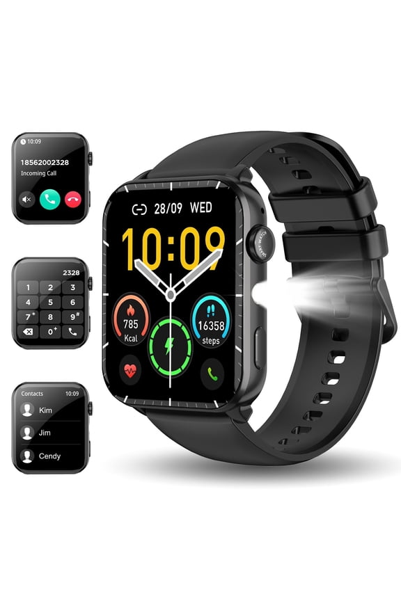 1.91" HD Smart Watch with Bluetooth Calling for Men Women, 100+ Sports Modes Fitness Tracker, IP68 Waterproof, 7-Day Battery Life for Android & iOS, Black