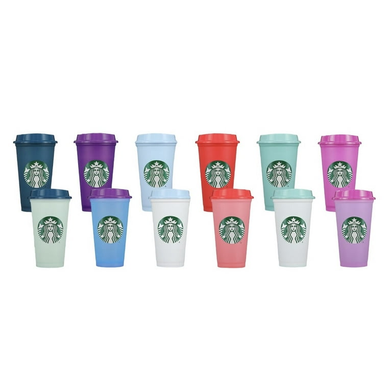  Starbucks Plastic Holiday 2021 Limited Color Changing Reusable  Hot Cups with Lids - Set of 6 : Health & Household