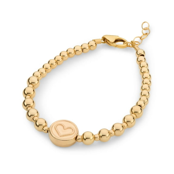 NEW! Stunning 14kt Gold Filled Bracelet, With A Double Sided Heart Bead, For Babies, Toddlers & Child (B2130-G)