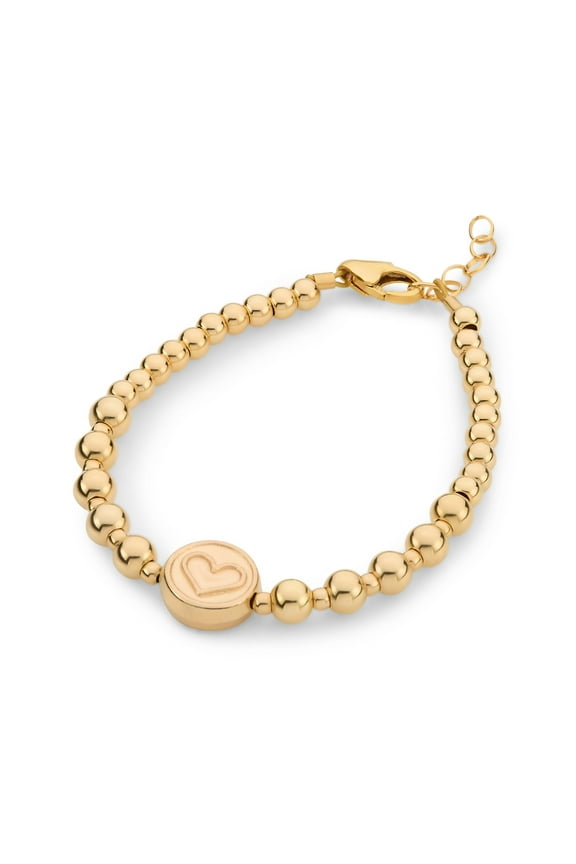 NEW! Stunning 14kt Gold Filled Bracelet, With A Double Sided Heart Bead, For Babies, Toddlers & Child (B2130-G)