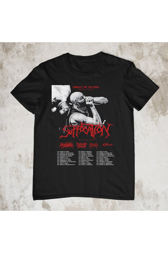 NEW Suffocation Band Tour 2025 Short Sleeve Black All Size Shirt AR920