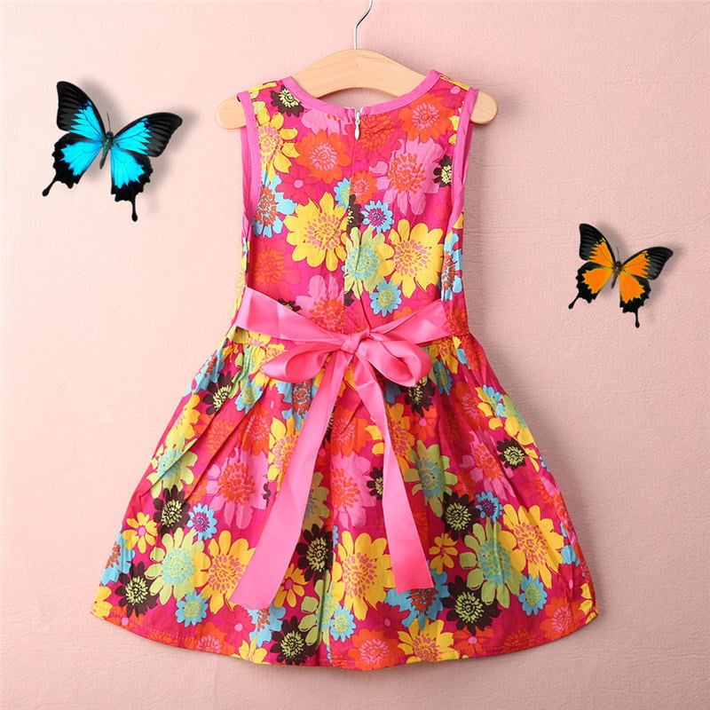 NEW Summer Toddler Kids Girl Princess Floral Lace Pierced Party Dress ...