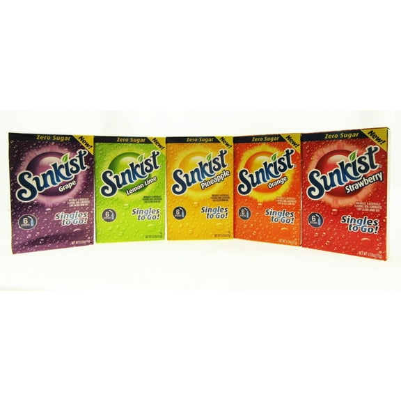 NEW! Sunkist 6 Packets Zero Sugar Free Drink Mix 5 Boxes