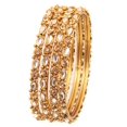thumbnail image 1 of NEW! Sunsoul By Touchstone "Golden Bangle Collection" Indian Bollywood Classy Mughal Era Inspired Kundan Filigree Designer Jewelry Bangle Bracelets. Set of 4 In Antique Gold Tone For Women., 1 of 3