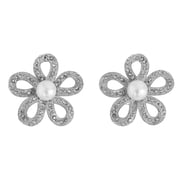 NEW Sunsoul by Touchstone Indian Bollywood Fantastic Floral Fringes White Rhinestone Faux Pearls Designer Jewelry Large Earrings In Gold Tone For Women.