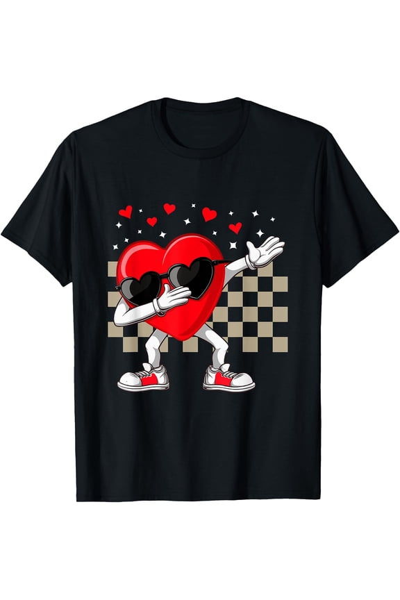 NEW T-SHIRT!!! Dabbing Heart Valentine's Day Dab Dance Groovy Girls Boys T-Shirt Gift for you, Unisex Tshirt, For Men & Women ONLY ONE side T-shirt