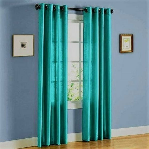 NEW TEAL SEMI SHEER PANEL WINDOW GROMMET DRAPE FILTERING DÉCOR GAUZE DOOR NANCY SIZE 55" WIDE X 63" LENGTH EACH PANEL