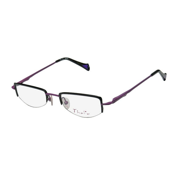 NEW THALIA ABRAZO WOMENS/LADIES DESIGNER HALF-RIM BLACK / PURPLE STAINLESS STEEL FASHIONABLE FRAME DEMO LENSES 45-18-135 FLEXIBLE HINGES EYEGLASSES/GLASSES