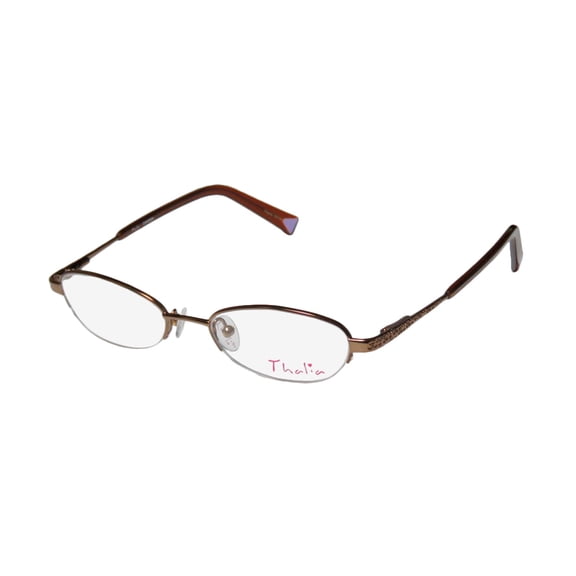 NEW THALIA CANDIDA WOMENS/LADIES DESIGNER HALF-RIM CARAMEL AFFORDABLE DEMO LENS CLASSY FRAME DEMO LENSES 47-17-130 SPRING HINGES EYEGLASSES/GLASSES