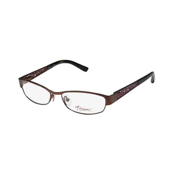 NEW THALIA CIPRIANA WOMENS/LADIES CAT EYE FULL-RIM BROWN / PURPLE GLAMOROUS TRENDY HIP CAT EYE FRAME DEMO LENSES 51-16-135 SPRING HINGES EYEGLASSES/EYEWEAR