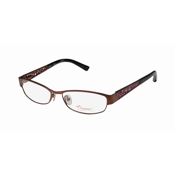 NEW THALIA CIPRIANA WOMENS/LADIES CAT EYE FULL-RIM BROWN / PURPLE GLAMOROUS TRENDY HIP CAT EYE FRAME DEMO LENSES 53-16-135 SPRING HINGES EYEGLASSES/SPECTACLES