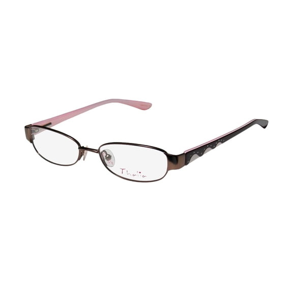NEW THALIA COCO CHILDRENS/KIDS/GIRLS DESIGNER FULL-RIM BROWN / WHITE / ROSE GIRLS YOUNG WOMEN FOR SCHOOL PLAY FRAME DEMO LENSES 47-15-130 FLEXIBLE HINGES EYEGLASSES/EYE GLASSES