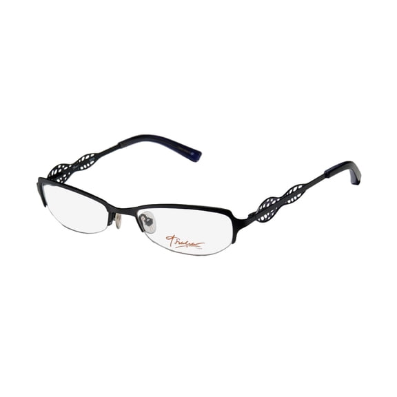 NEW THALIA EDITA WOMENS/LADIES DESIGNER HALF-RIM BLACK / PURPLE GLAMOROUS ADULT SIZE AUTHENTIC FRAME DEMO LENSES 50-17-130 SPRING HINGES EYEGLASSES/SPECTACLES