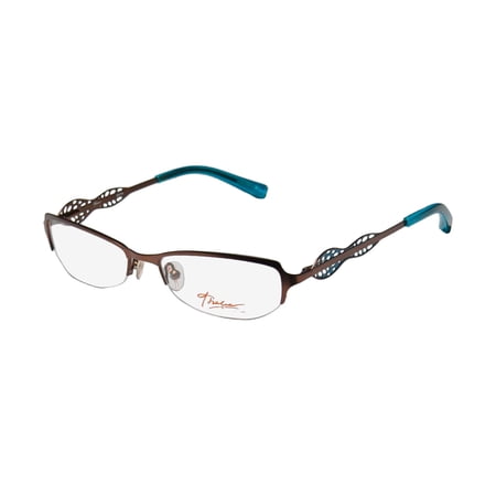 thalia edita womens/ladies ophthalmic unique design designer half-rim spring hinges eyeglasses/spectacles (50-17-130, brown / blue)