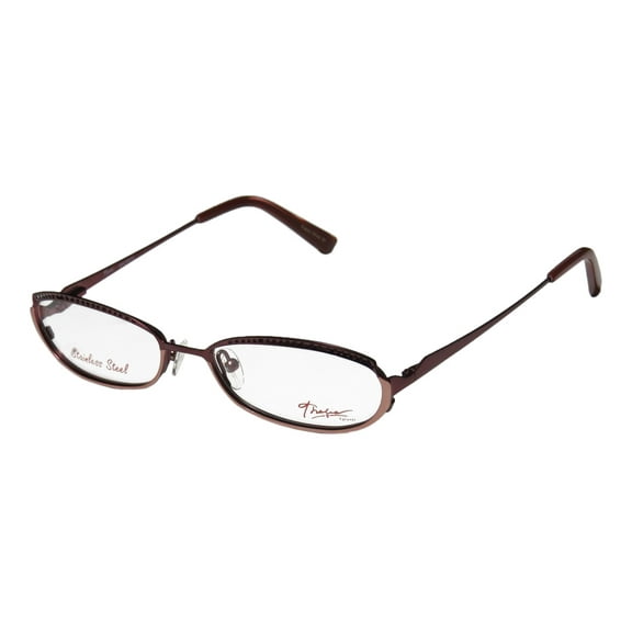 NEW THALIA ENCANTO WOMENS/LADIES DESIGNER FULL-RIM BORDEAUX / BRONZE STAINLESS STEEL TWO-TONE SLEEK FRAME DEMO LENSES 51-16-135 FLEXIBLE HINGES EYEGLASSES/EYE GLASSES