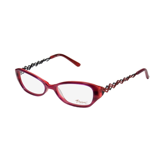 NEW THALIA ERLENE WOMENS/LADIES CAT EYE FULL-RIM PURPLE / CORAL COLOR COMBINATION TWO-TONE HIP CAT EYE FRAME DEMO LENSES 52-16-135 EYEGLASSES/GLASSES