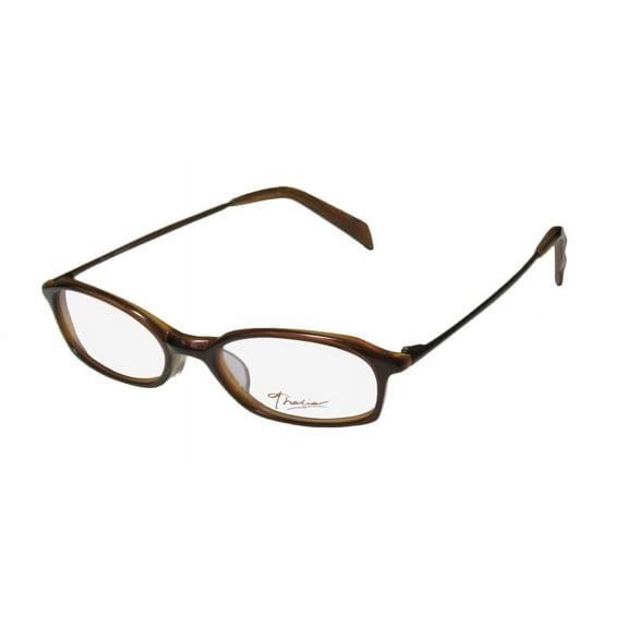 NEW THALIA JUANITA WOMENS/LADIES DESIGNER FULL-RIM BROWN LIGHT STYLE MODERN FULL-RIM FRAME DEMO LENSES 47-18-135 EYEGLASSES/EYEWEAR