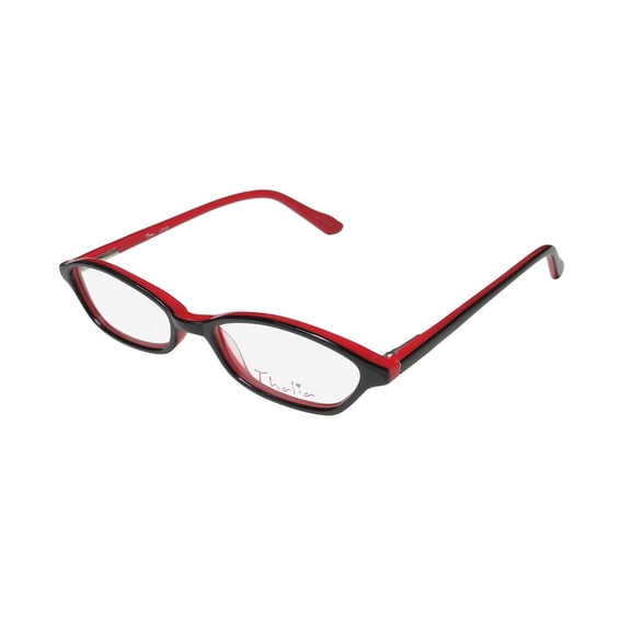 NEW THALIA LEYA CHILDRENS/KIDS/GIRLS DESIGNER FULL-RIM BLACK CHILDRENS KIDS GIRLS SIZE SCHOOL CAT EYE FRAME DEMO LENSES 45-15-125 SPRING HINGES EYEGLASSES/EYEGLASS FRAME