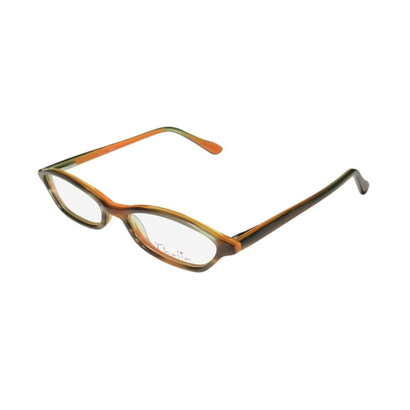 NEW THALIA LEYA CHILDRENS/KIDS/GIRLS DESIGNER FULL-RIM LIGHT BROWN CHILDRENS KIDS GIRLS SIZE SCHOOL CAT EYE FRAME DEMO LENSES 45-15-125 FLEXIBLE HINGES EYEGLASSES/GLASSES